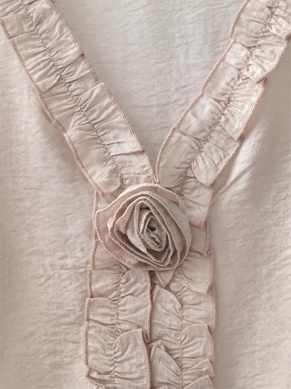 Romantic Rose Pleated Blouse