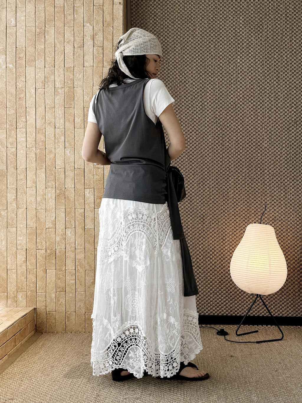 French Boho Lace Crochet Skirt, A-Line Long Handmade Style Patchwork Romantic Maxi Skirt