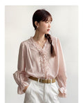 Romantic Rose Pleated Blouse