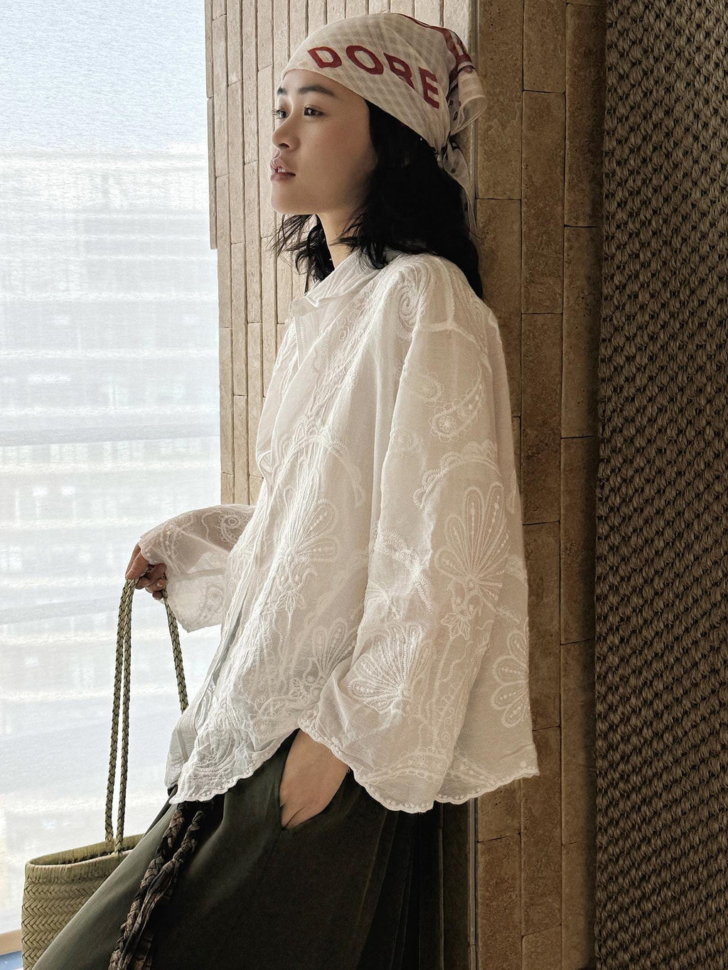 French Vintage Paisley Embroidered Sheer Lightweight Cardigan Blouse Boho Loose Fit Button Down Shirt