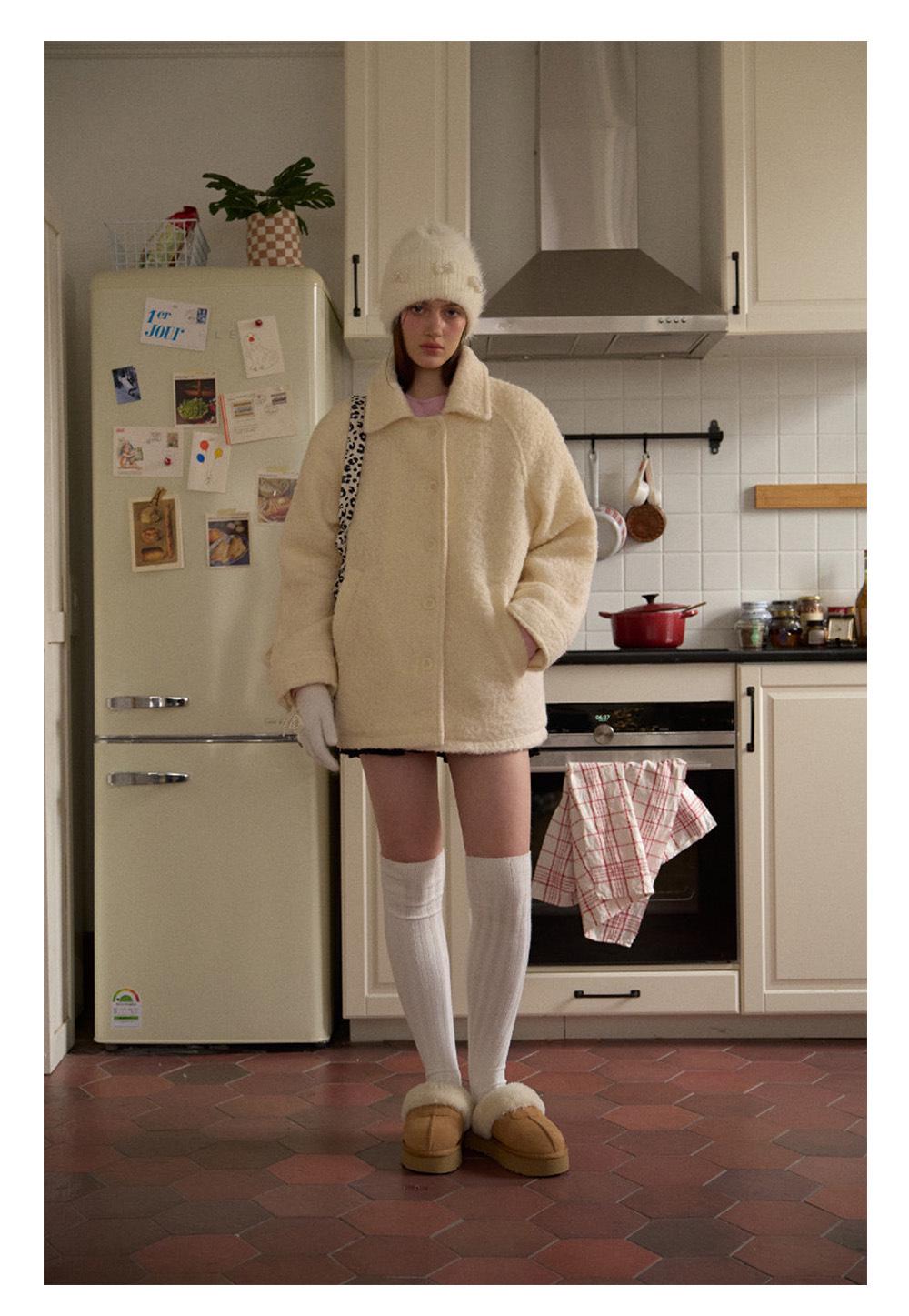 Pearl Ribbon Furry Knit Beanie