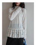 Romance Lace High-Neck Knit Top | Elegant Layering | Winter Inner