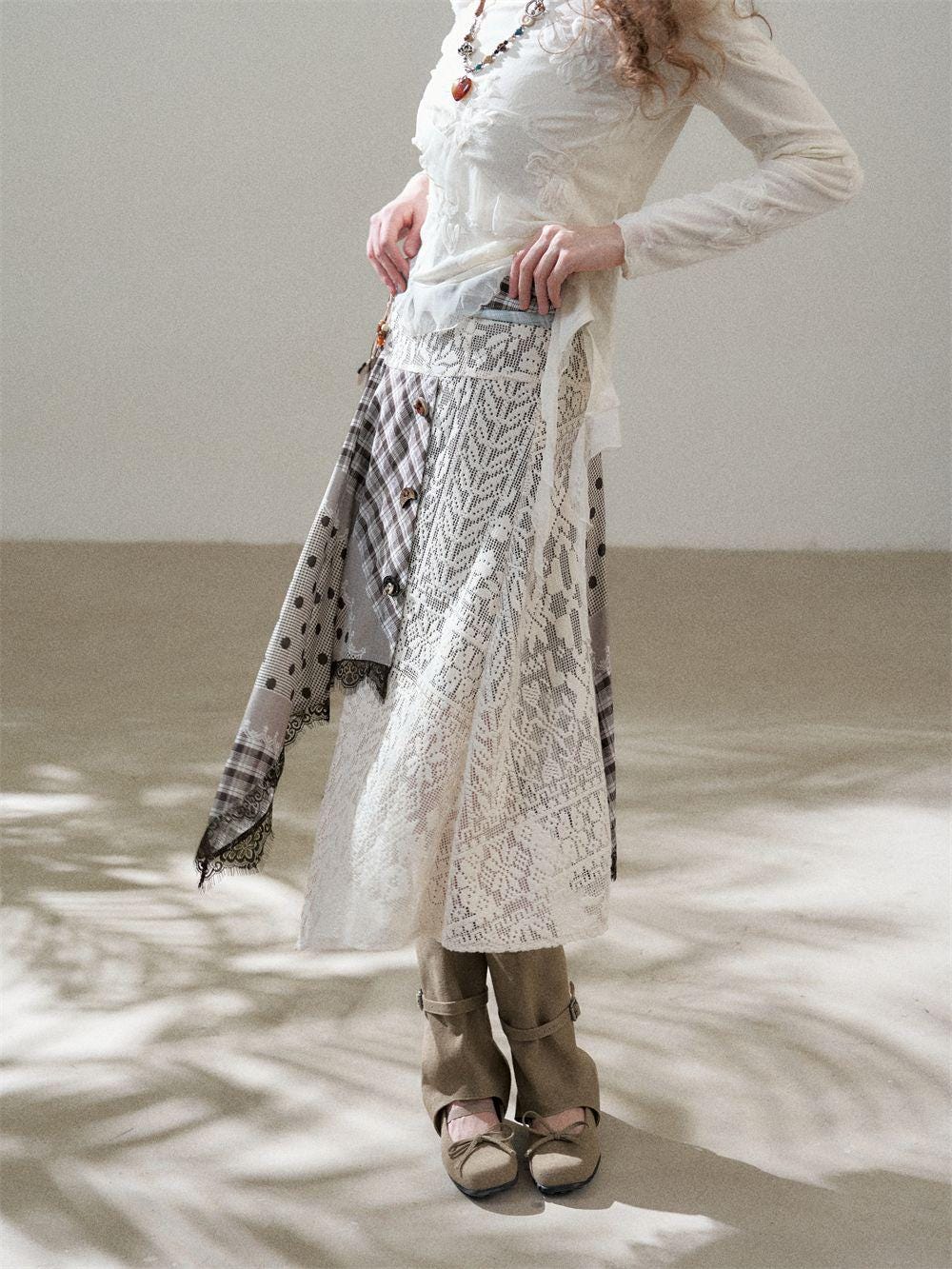Silk Ruffle Mesh Embroidered Floral Top