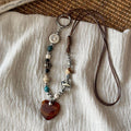 Vintage Heart Beaded Long Pendant Necklace