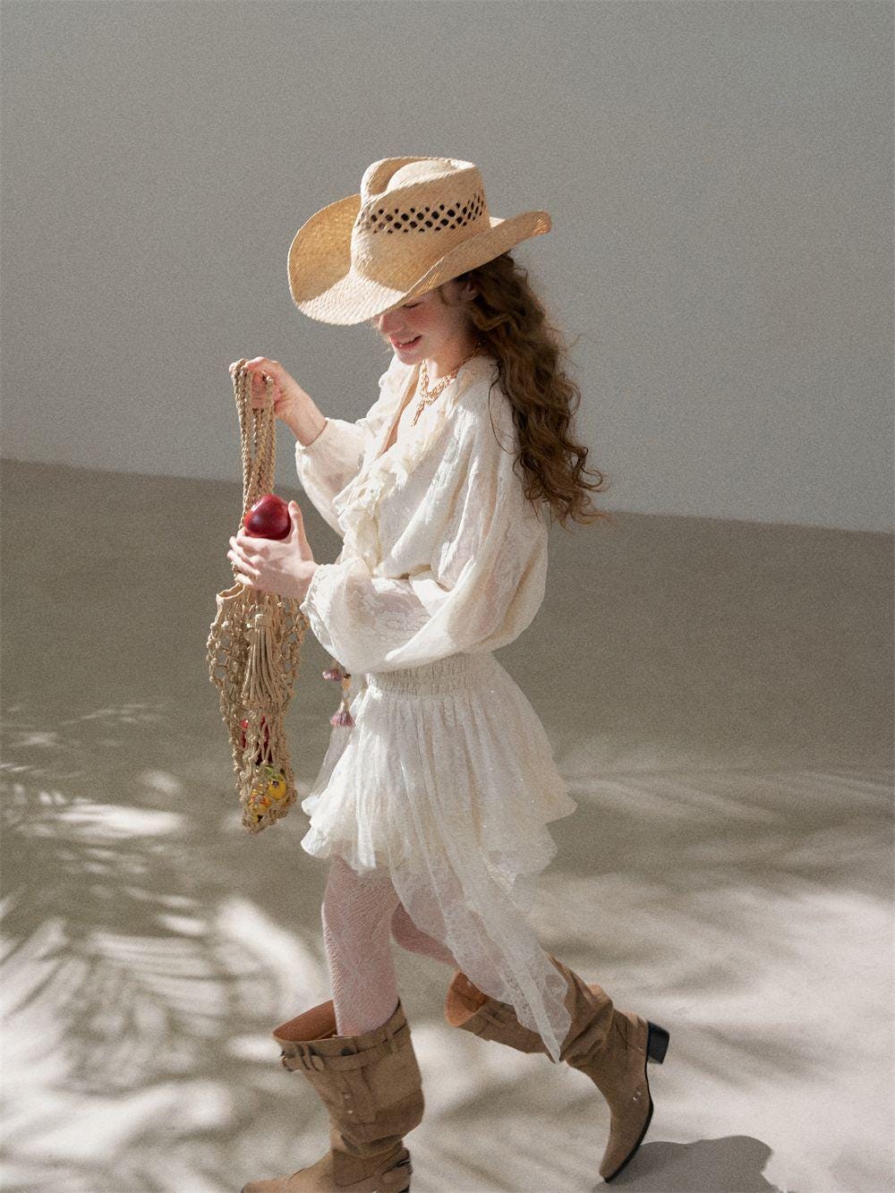 Embroidered Ruffle Dress | Romantic Cotton Midi | Boho Cottagecore Style