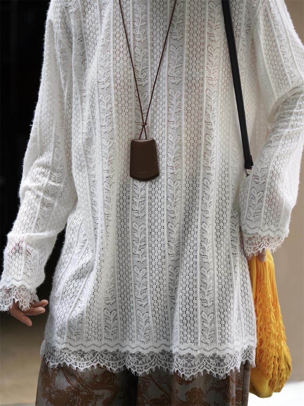 White Garden Lace Textured Sheer Top