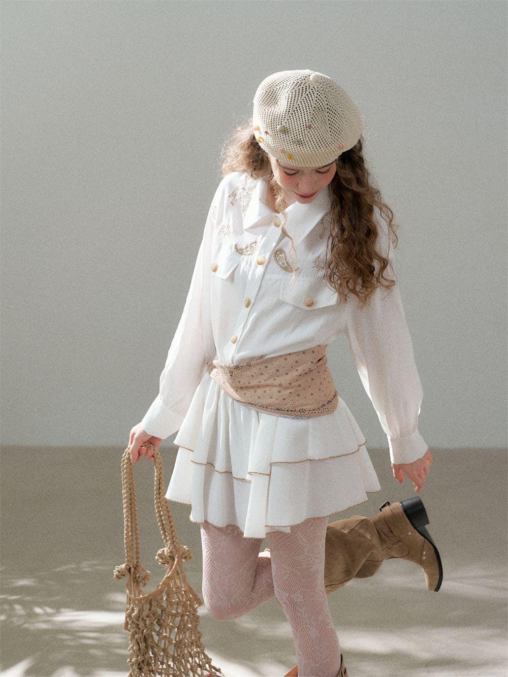 Embroidered Ruffle Dress | Romantic Cotton Midi, Boho Cottagecore Style