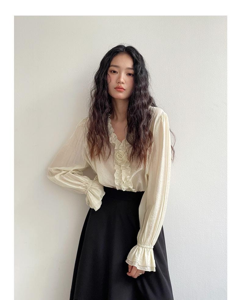 Romantic Rose Pleated Blouse