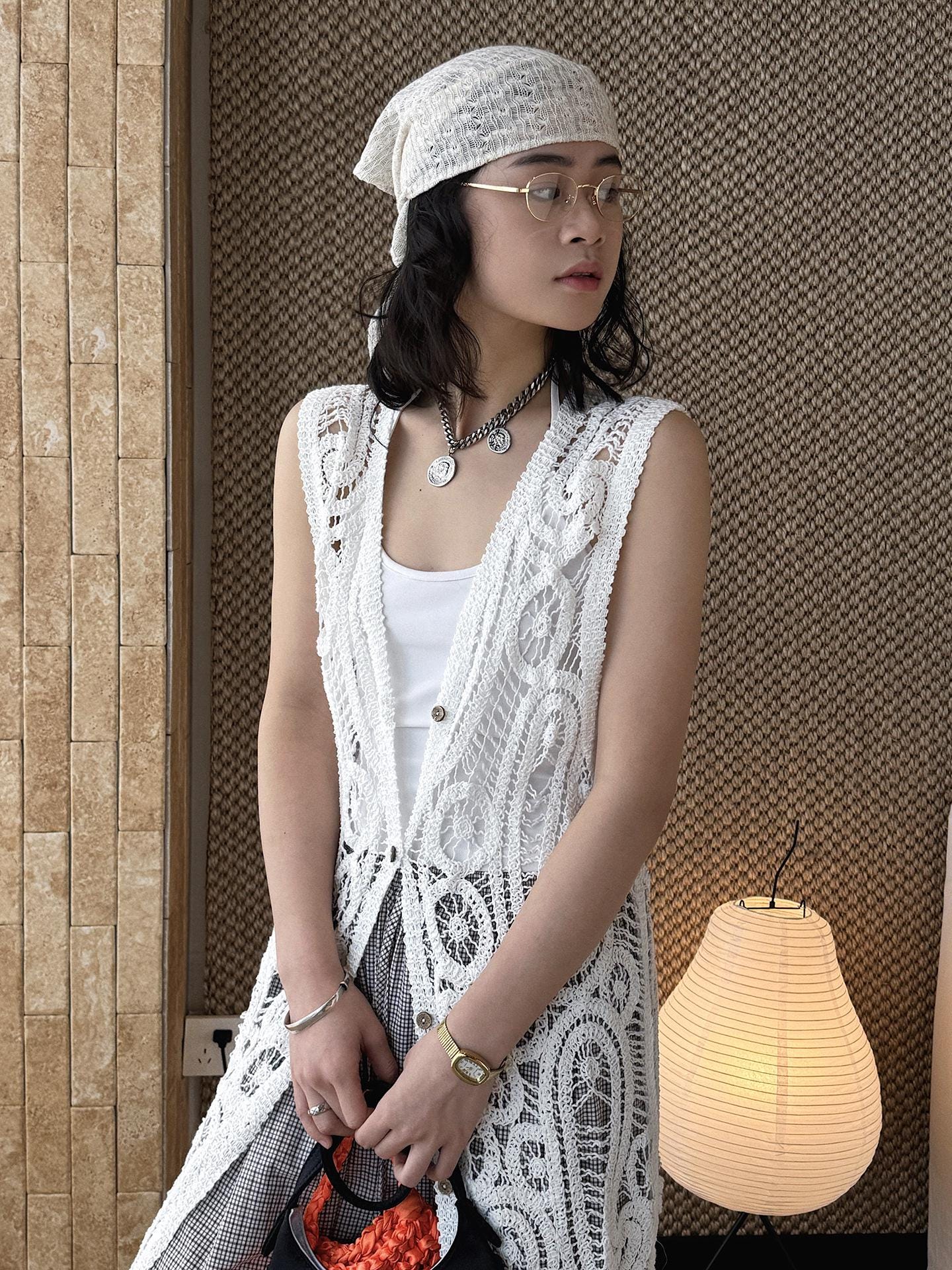 Boho Crochet Knit Cardigan Open Lace Cover Up Lightweight Vintage Style Bohemian Layering Top