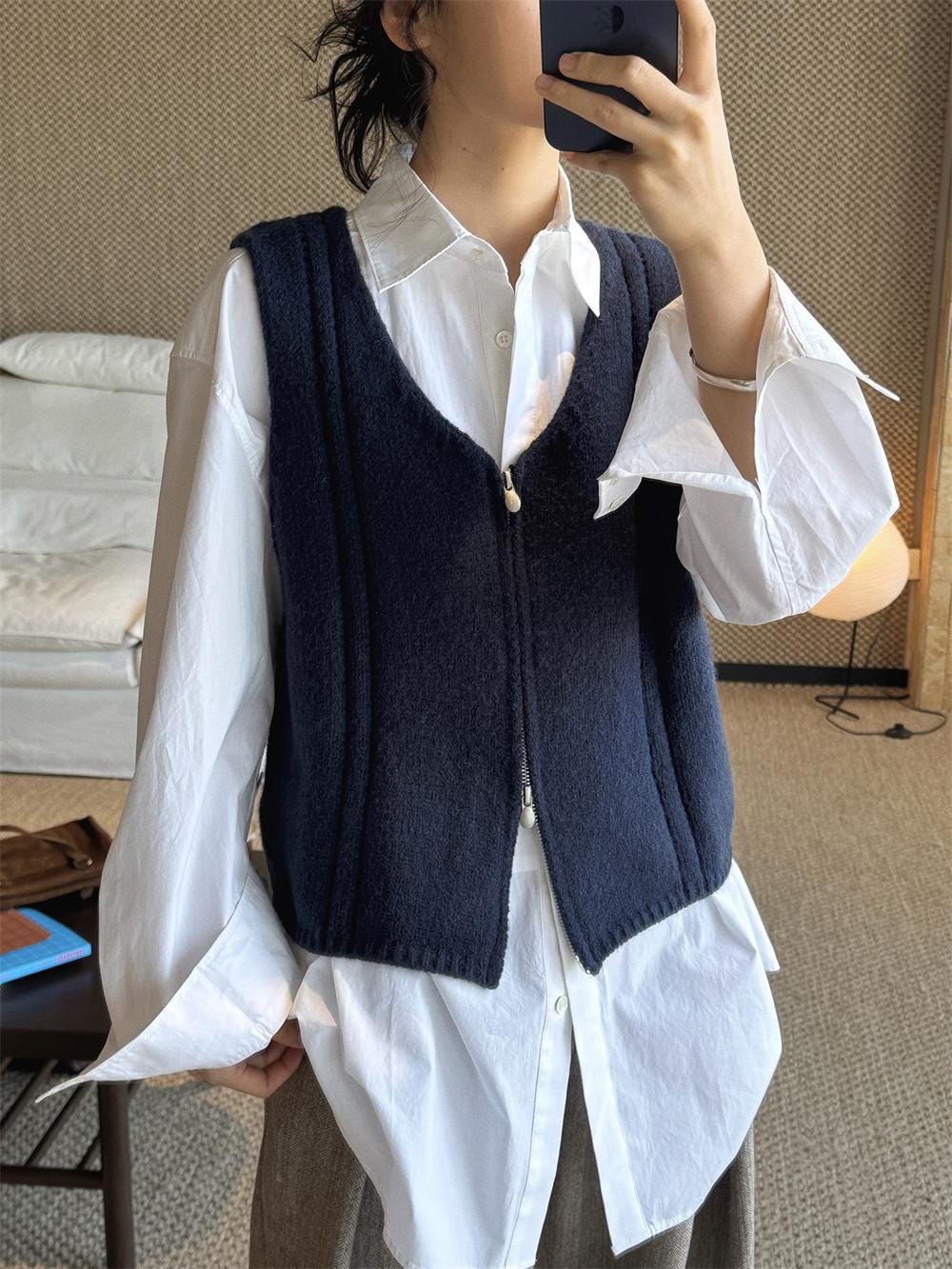 Double-Zip Knit Vest