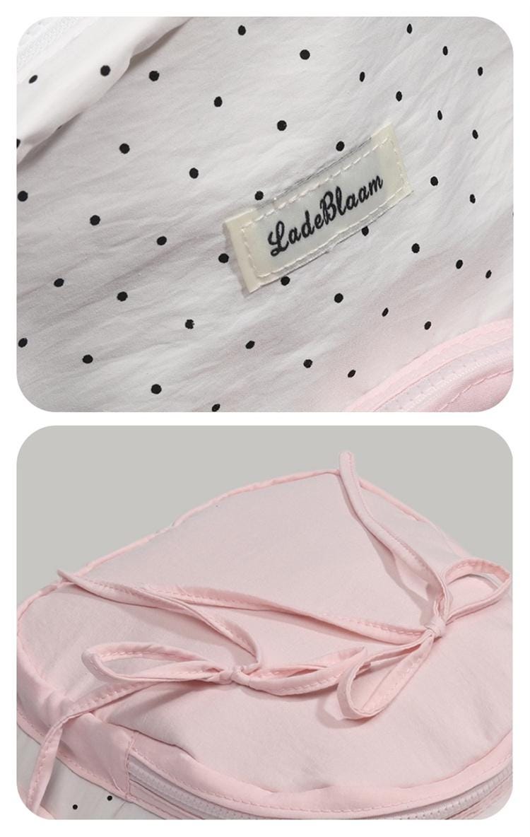 Polka Dot Pink Ribbon Decor Pouch School Backpack
