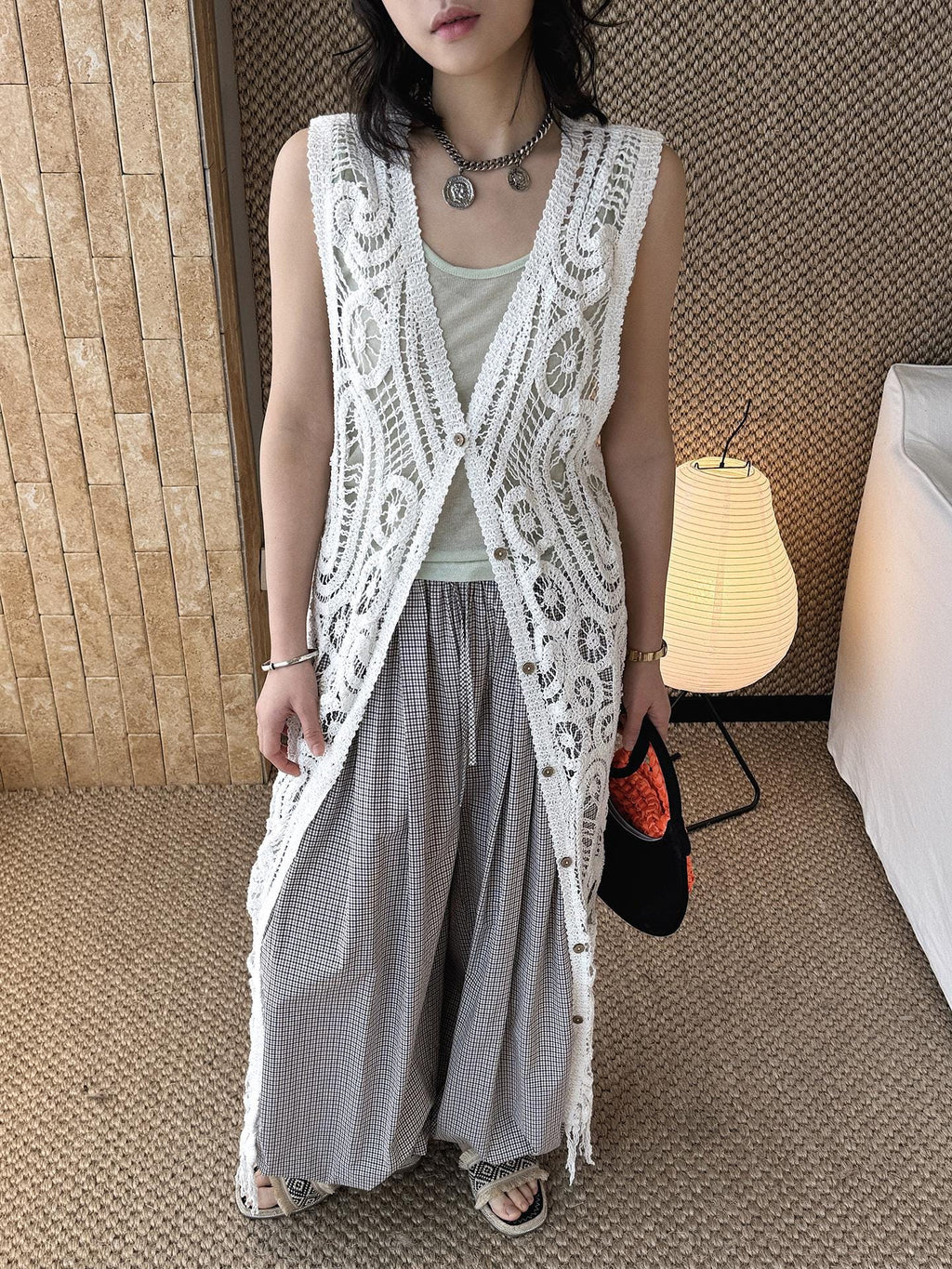 Boho Crochet Knit Cardigan Open Lace Cover Up Lightweight Vintage Style Bohemian Layering Top