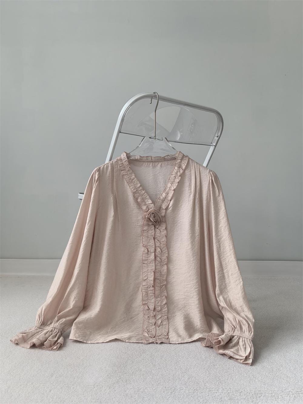 Romantic Rose Pleated Blouse