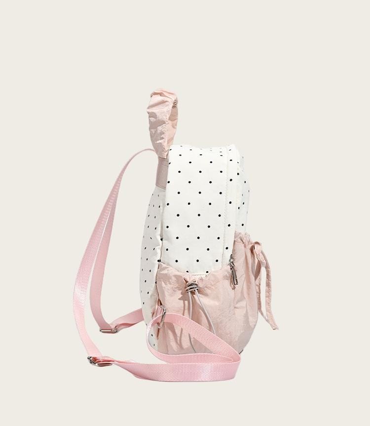 Ribbon Polka Dot Canvas Backpack