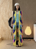 Argyle Open Knit Long Cardigan Boho Lightweight Cover Up Loose Fit Resort Wear