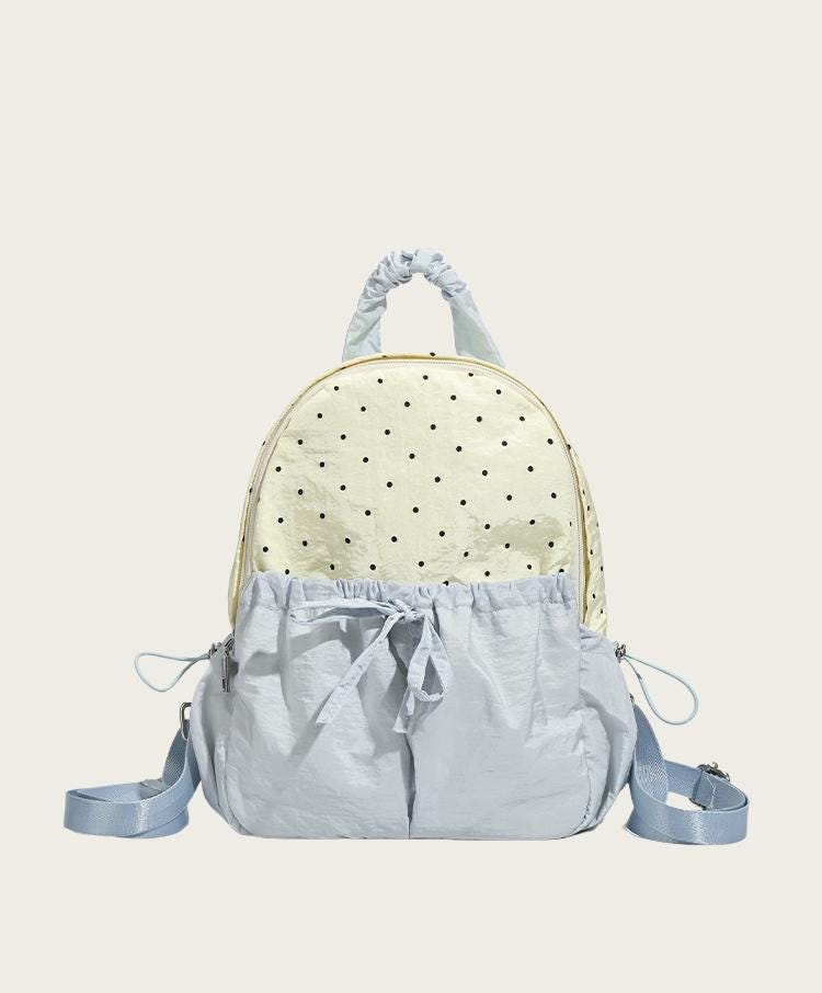 Ribbon Polka Dot Canvas Backpack
