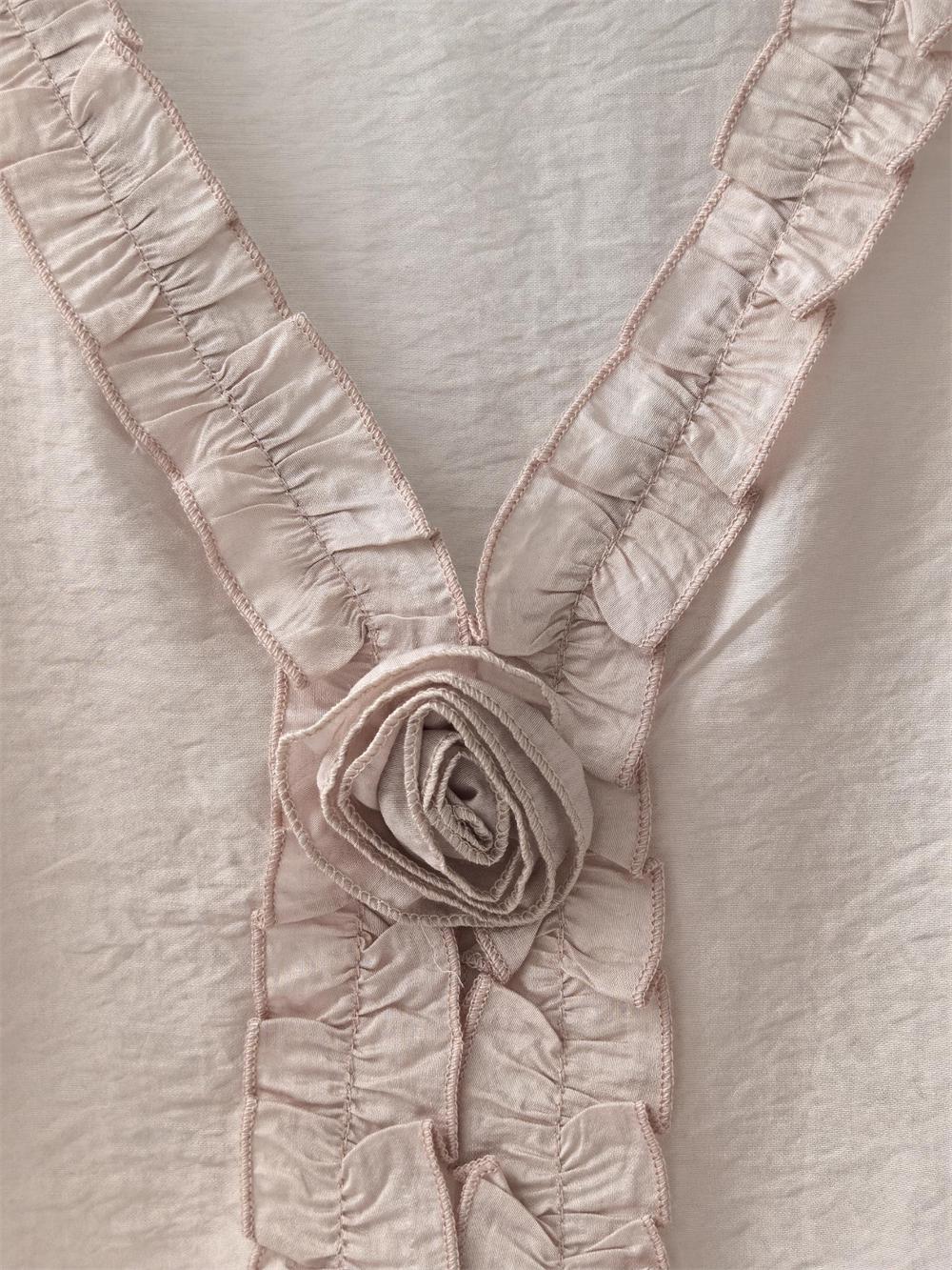 Romantic Rose Pleated Blouse