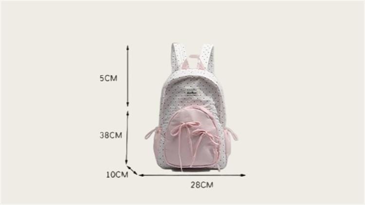 Polka Dot Pink Ribbon Decor Pouch School Backpack