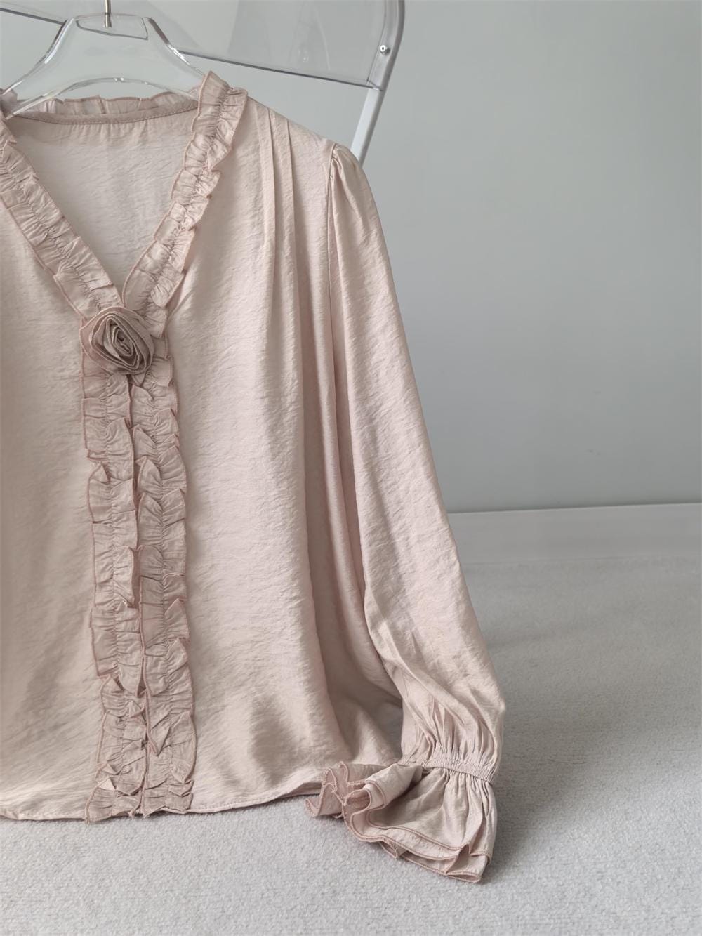 Romantic Rose Pleated Blouse