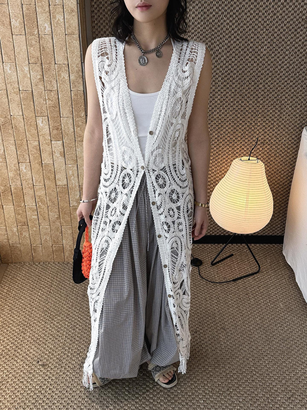 Boho Crochet Knit Cardigan Open Lace Cover Up Lightweight Vintage Style Bohemian Layering Top