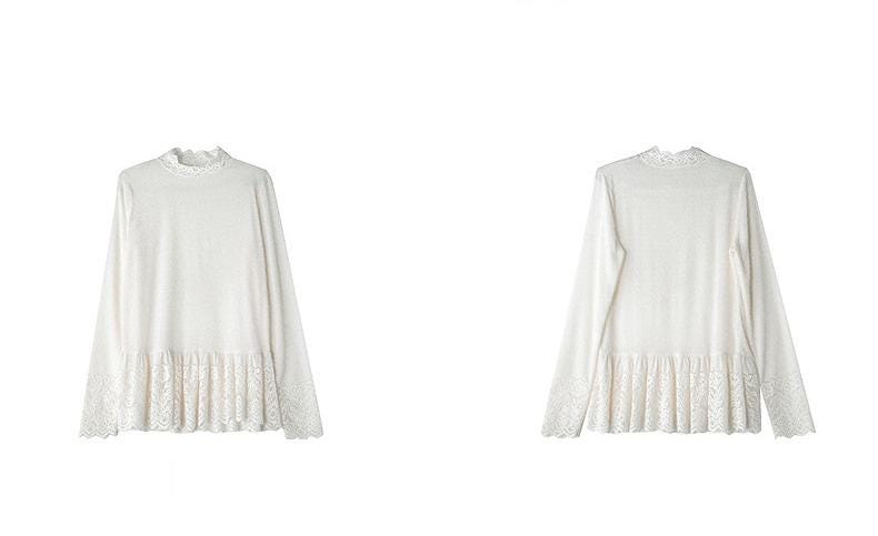 Romance Lace High-Neck Knit Top | Elegant Layering | Winter Inner