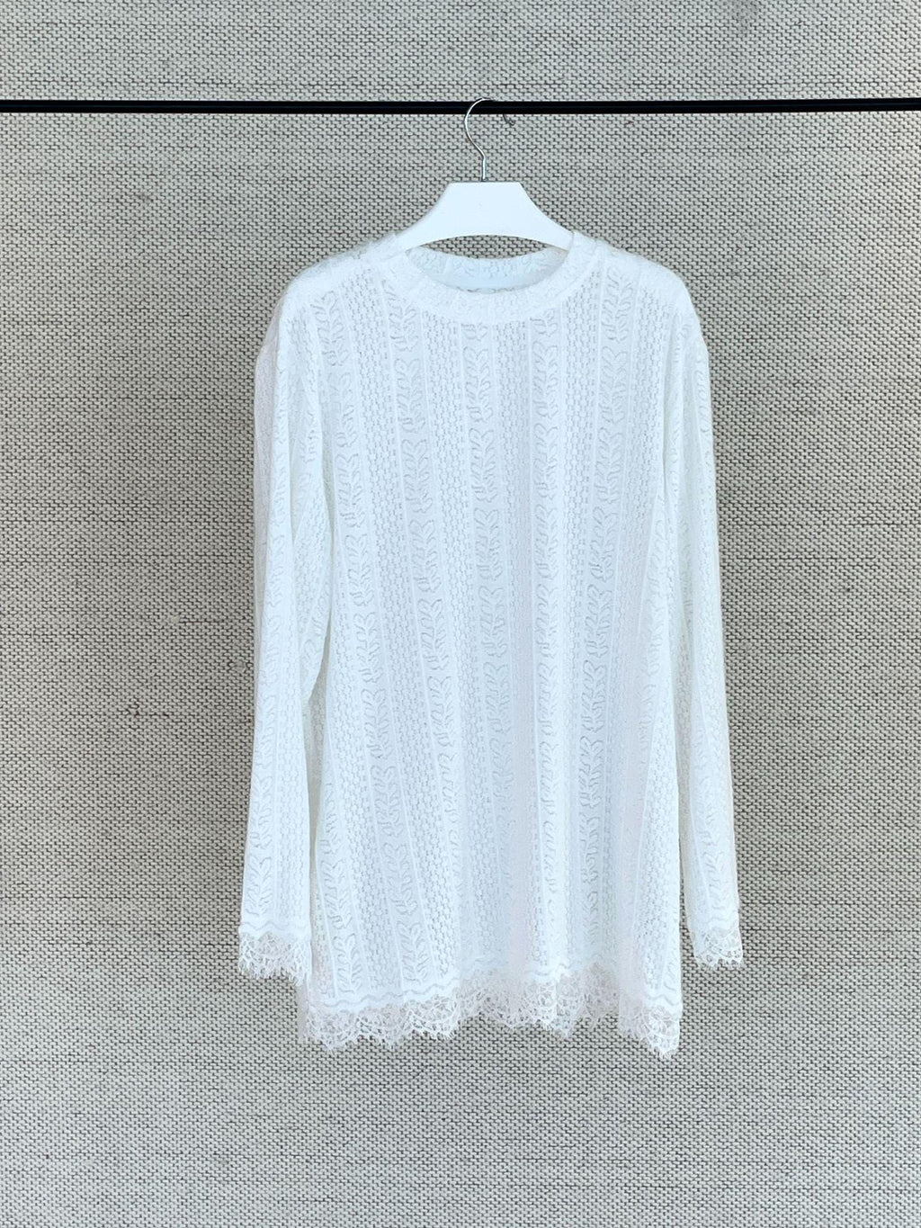 White Garden Lace Textured Sheer Top