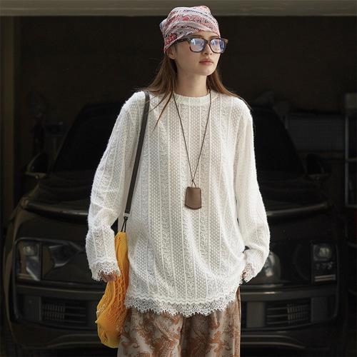 White Garden Lace Textured Sheer Top