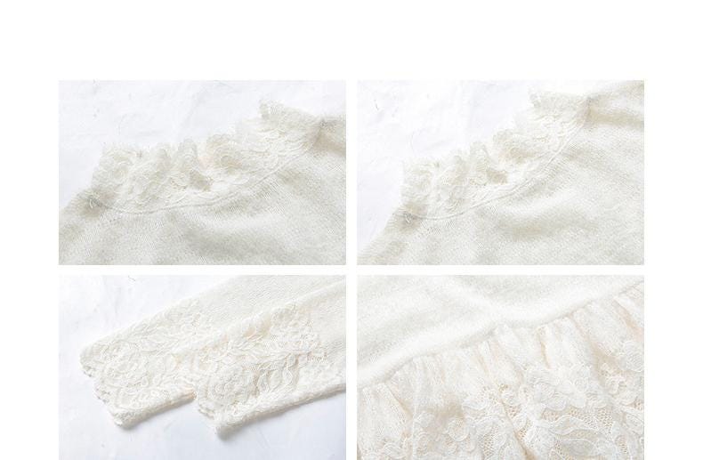 Romance Lace High-Neck Knit Top | Elegant Layering | Winter Inner