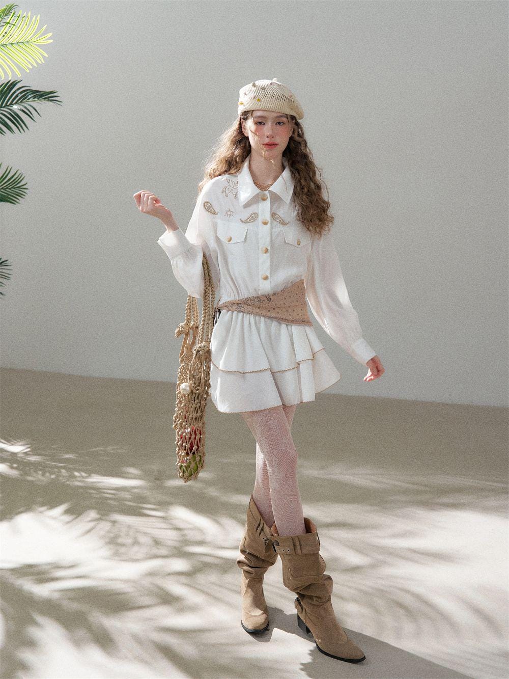 Embroidered Ruffle Dress | Romantic Cotton Midi, Boho Cottagecore Style